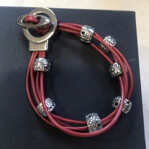 Bracelet-Red Leather/Sterling